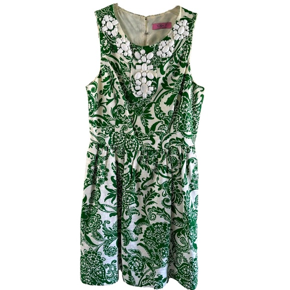 Eliza J Dresses & Skirts - Eliza J Sleeveless Beaded top Linen blend Dress size L